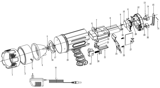 Default Diagram and Parts List for BSL100-BR Type 1 Black and Decker Worklight & Flashlight